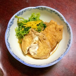 豚とネギとタマゴの巾着煮with三つ葉。